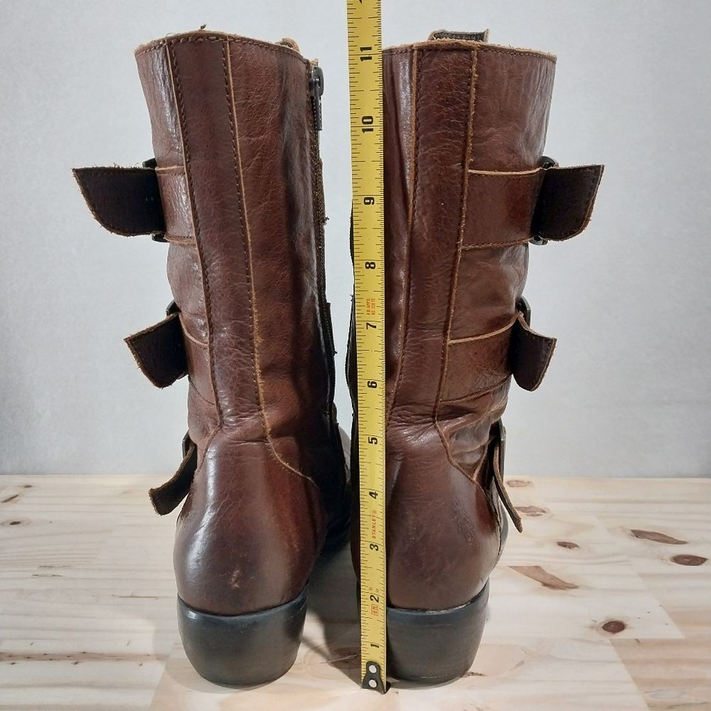 Fly London Boots Moto Combat Women's Size 40 Brown Leather Buckle Grunge Boho - Picture 5 of 14